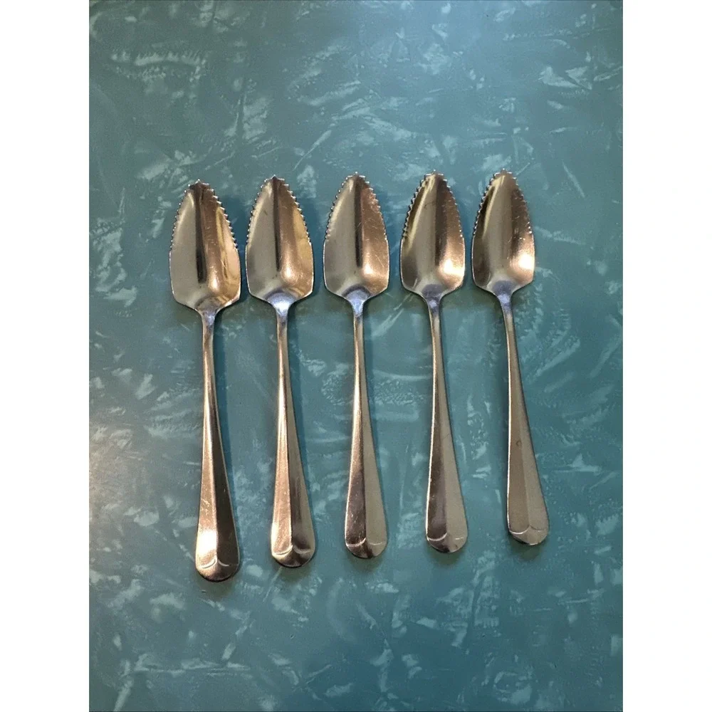 Vintage 5 Enjoy Grapefruit Serrated Edge Grapefruit Spoons Stainless Steel 6